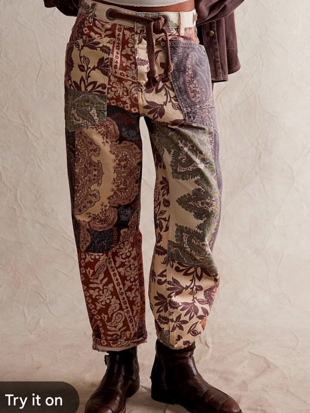 Free people printed moxie barrel jeans - Picture 2 of 5